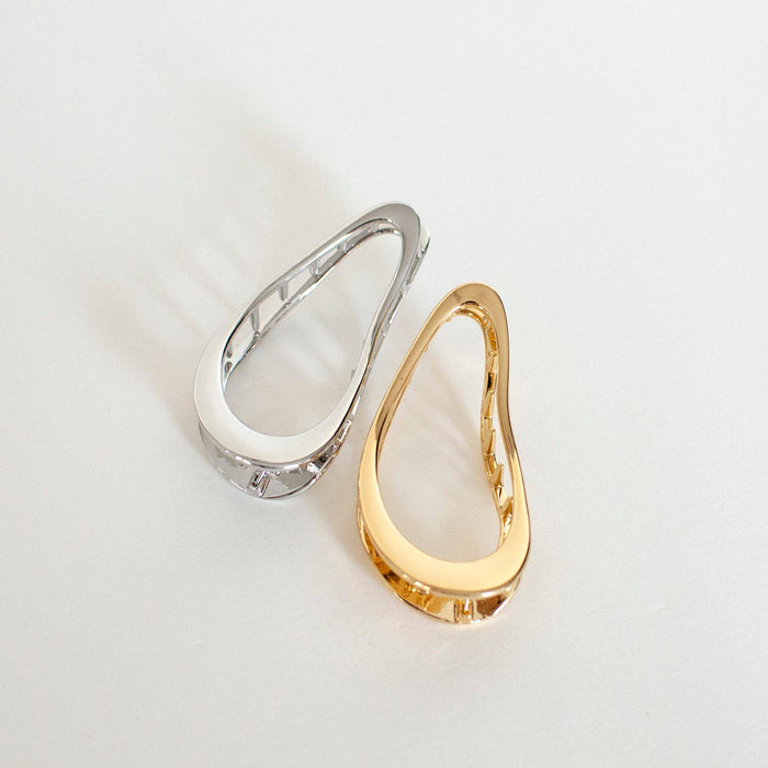 Minimal Organic Wave Metal Hair Claw Clip – Silver
