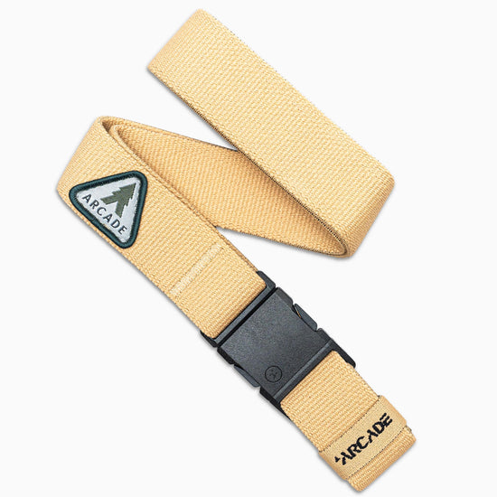 Arcade Treeple youth belt sand stretch performance buckle recycled materials.