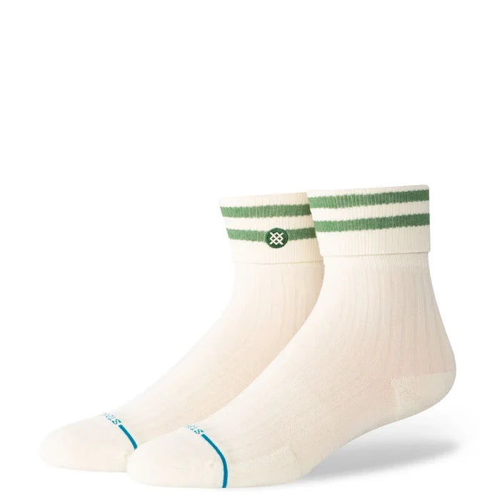 Stance womens roll cuff quarter sock green cotton blend size small.