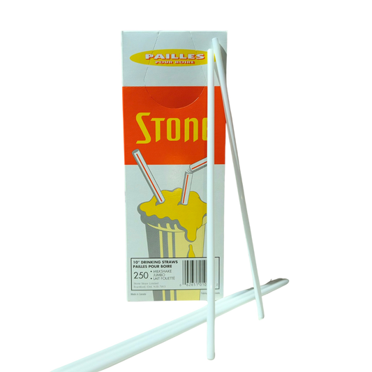 10" Unwrapped White Milkshake Straws