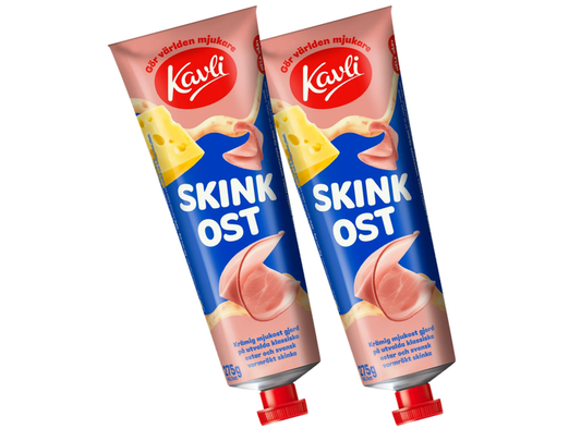 2 Tubes of Kavli SkinkOst Ham Cheese Spread 275g (9.70 oz) – Authentic Swedish Creamy Cheese Spread with Ham