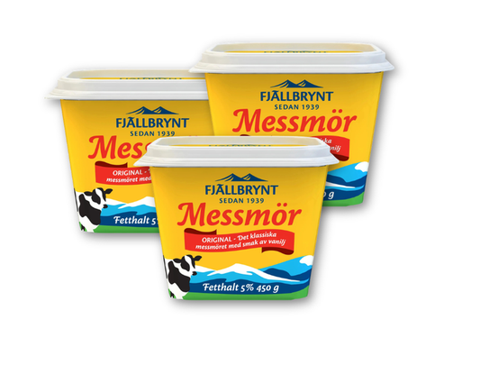3 x Fjällbrynt Messmör Original 5% 450g (15.87 oz) – Authentic Swedish Whey Cheese Spread