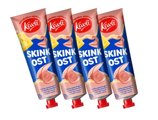 4 Tubes of Kavli SkinkOst Ham Cheese Spread 275g (9.70 oz) – Authentic Swedish Creamy Cheese Spread with Ham