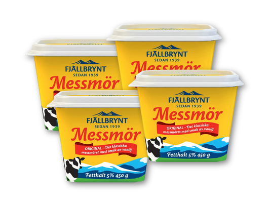 4 x Fjällbrynt Messmör Original 5% 450g (15.87 oz) – Authentic Swedish Whey Cheese Spread