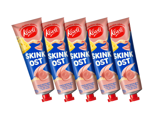 5 Tubes of Kavli SkinkOst Ham Cheese Spread 275g (9.70 oz) – Authentic Swedish Creamy Cheese Spread with Ham
