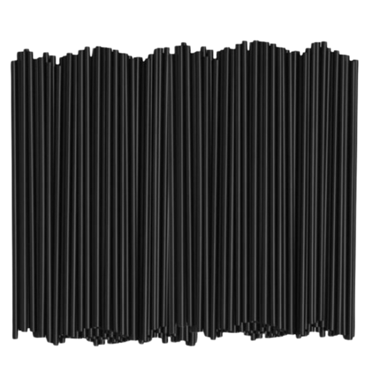 6" Unwrapped Black Cocktail Straws