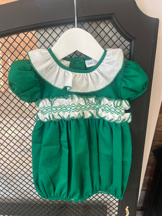 Kelly Green Smocked Bubble
