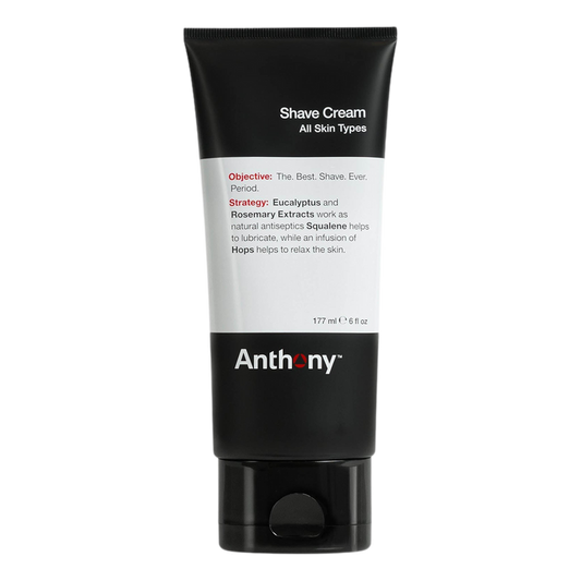Anthony barberkrem i tube for alle hudtyper, 177 ml med fuktighetsgivende glyserin og allantoin