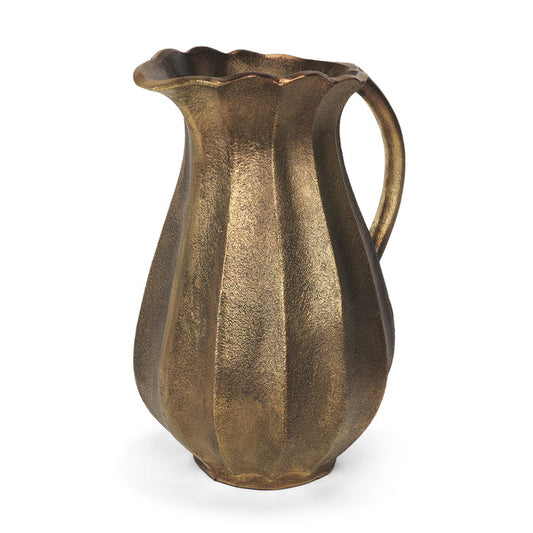 Anya Antiqued Brass Scalloped Petal Cast Metal Jug - Magnolia Lane co. Home + Garden + Gift