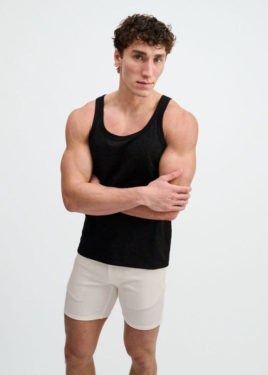 Black Stretch Floral Textured Knit Tank St-11140