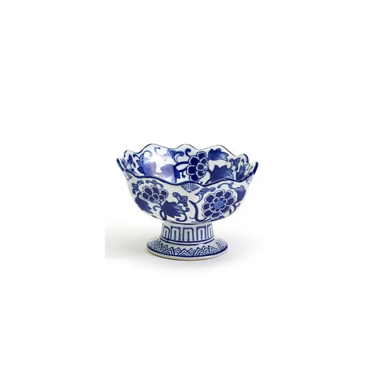Blue & White Lotus Footed Bowl | Hand-Painted Porcelain Bowl