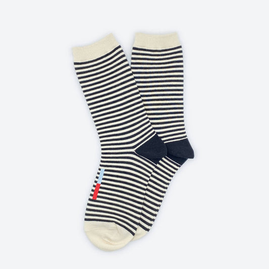 Cole Thin Stripe Crew Socks — Midnight | Hooray Sock Co.