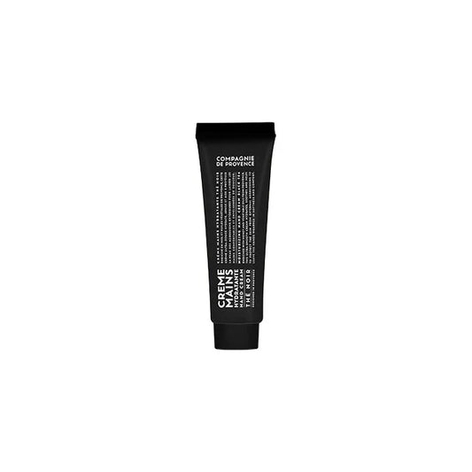 Black tube with white text on a white background