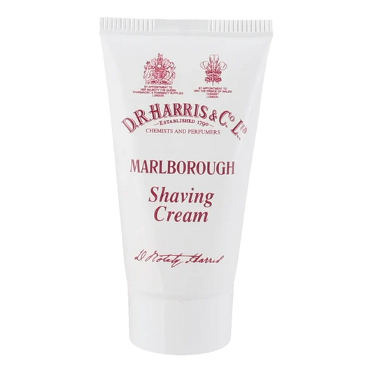 D.R. Harris Marlborough barberkrem i tube med kongelig tildeling og klassisk design
