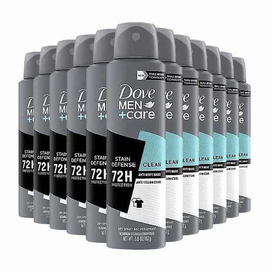 Dove Men Antiperspirant & Deodorant Dry Spray Stain Defense  3.8 oz - 12 Pack