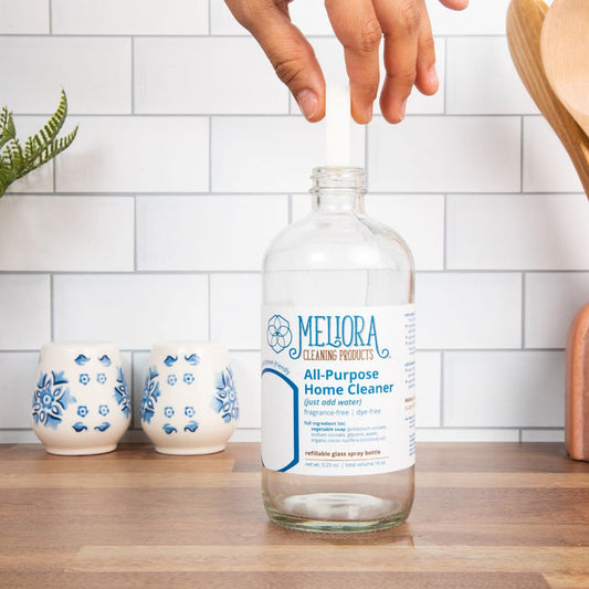 Meliora Pre-Filled Glass Bottle (Includes 1 Tablet) Eco All-Purpose Home Cleaning Spray