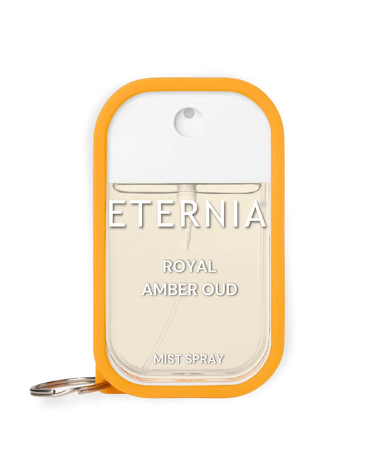 Amber perfume mist spray bottle with Eternia Royal Amber Oud label