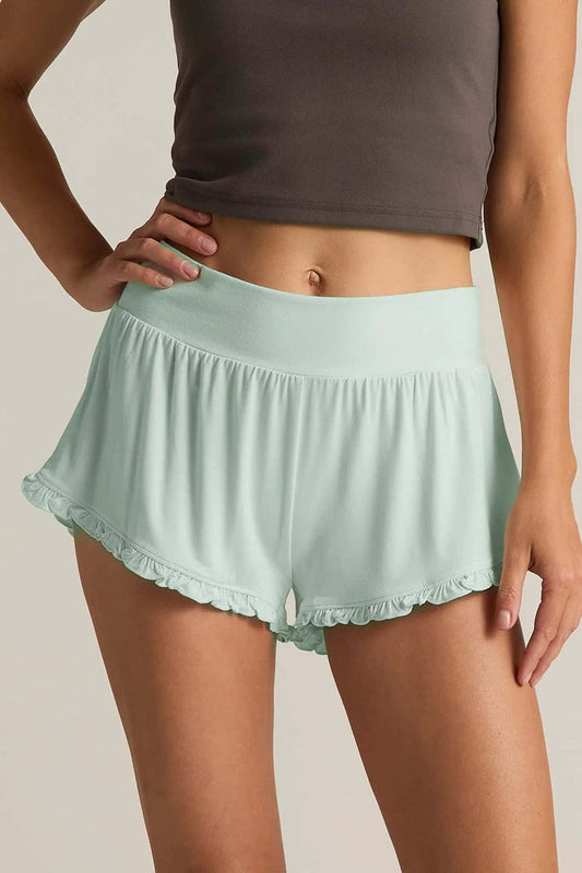 Faceplant Dreams Ruffle Shorts Aqua | Soft Bamboo Sleep Shorts