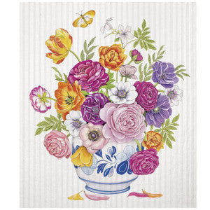 Floral Blue Vase Sponge Cloth