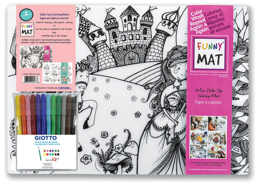 Funny Mat Prince - Princess & Owls White 2 Pk. w/ 12 Markers
