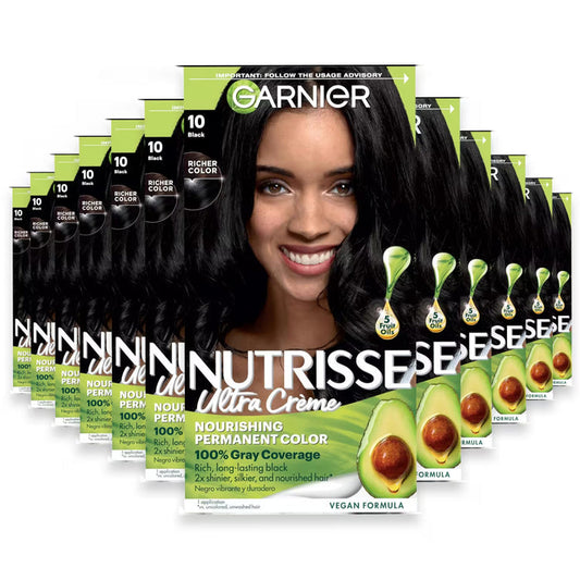 Garnier Nutrisse Permanent Hair Color ,  #10 Black - 12 Pack
