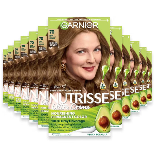 Garnier Nutrisse Ultra Crème Permanent Hair Color Kit, #70 Dark Natural Blonde - 12 Pack