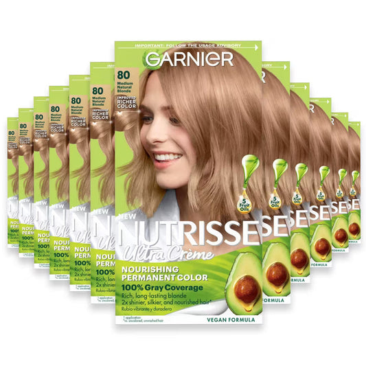 Garnier Nutrisse Ultra Crème Permanent Hair Color Kit, #80 Medium Natural Blonde - 12 Pack
