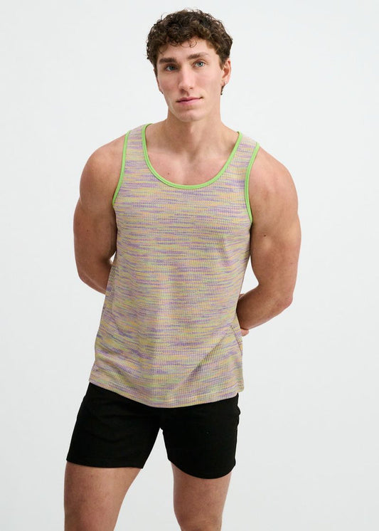 Grass Space Dye Textured Stretch Knit Tank St-11142