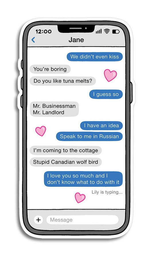 Heated Rivalry Lily + Jane Texts Die Cut Sticker
