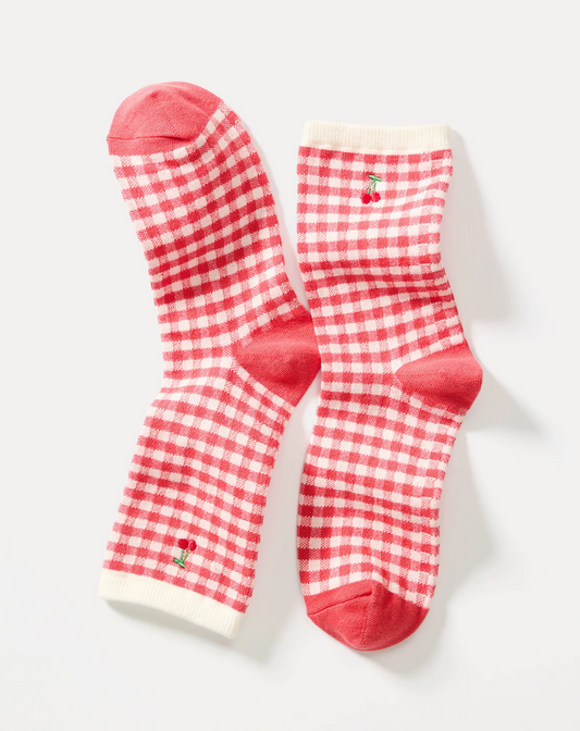 Hi- Ankle Crew Sock Red Gingham
