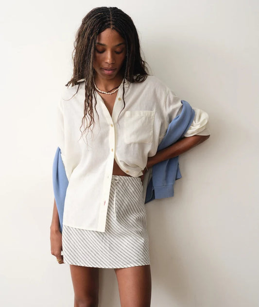 Jane Relaxed Linen Shirt Antique White