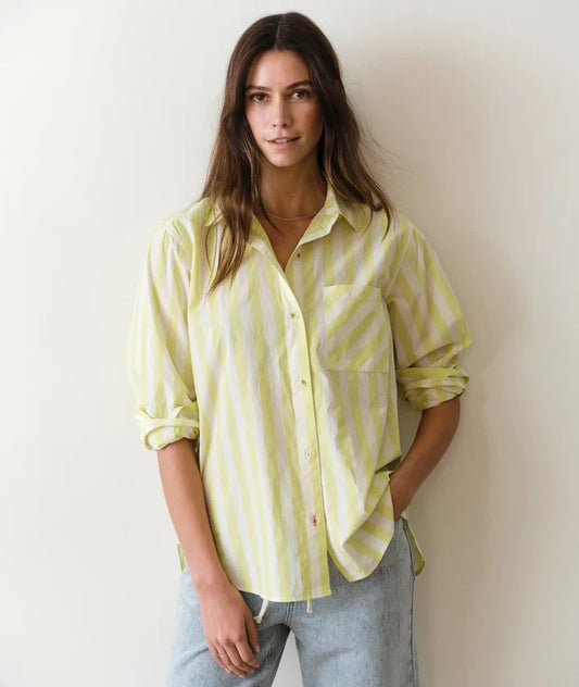 Jane Relaxed Shirt Cali Poplin Lime Stripe