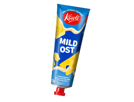 Kavli Mildost 275g tube – Swedish mild creamy soft cheese spread, made with 54% real hard cheese