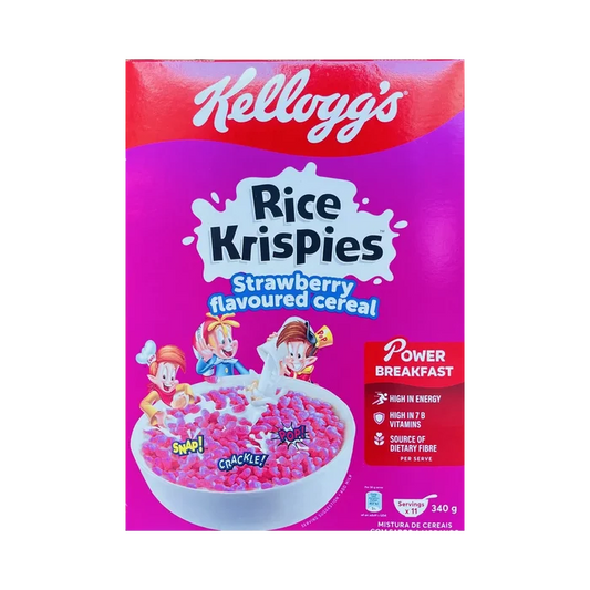Kellogg's Rice Krispies Strawberry Flavoured Cereal 340g current front pack