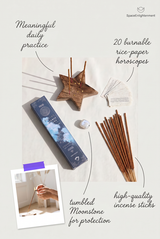 Libra Zodiac Incense Sticks Rose Quartz Gemstone Crystal Giftset