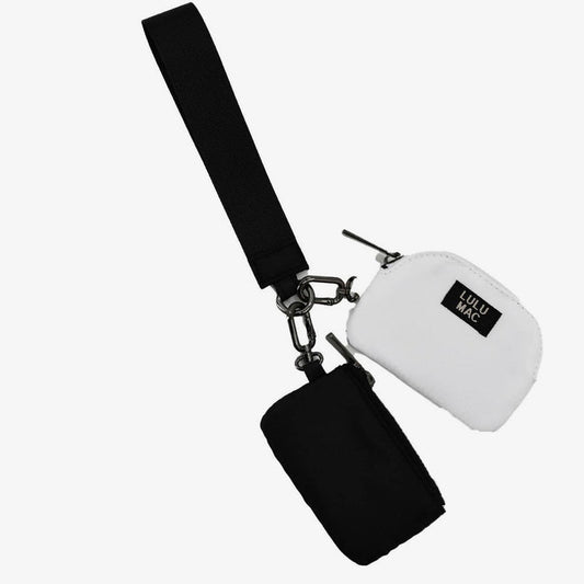 Lulu Mac Double Pouch Wristlet BLACK/WHITE