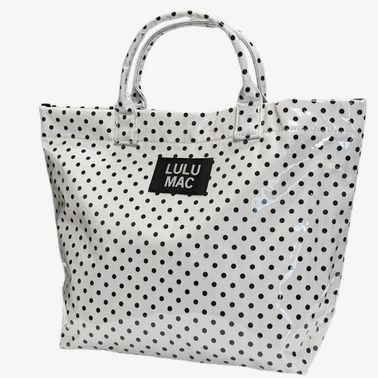 Lulu Mac Polka Dot Tote Bag WHITE/BLACK