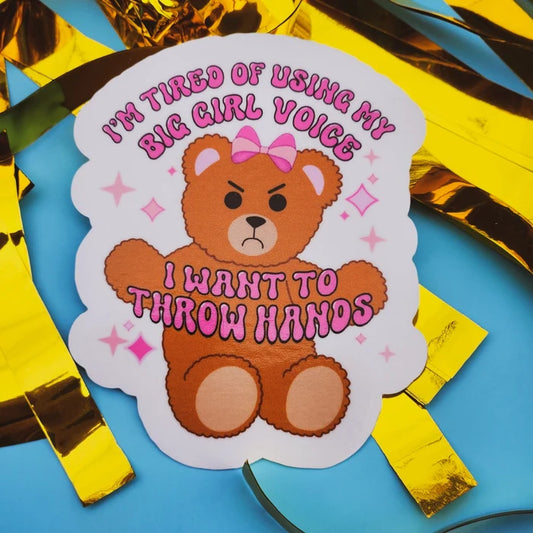 Luxe Trauma 'I Want To Throw Hands' Vinyl Sticker