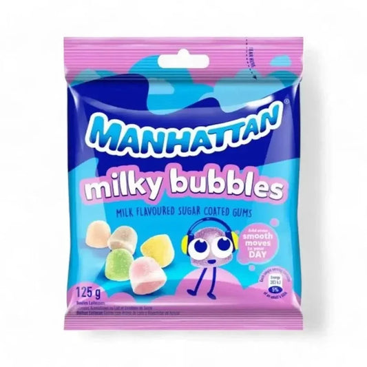 Manhattan Milky Bubbles 125g milk-flavored sugar-coated chewy gums pack