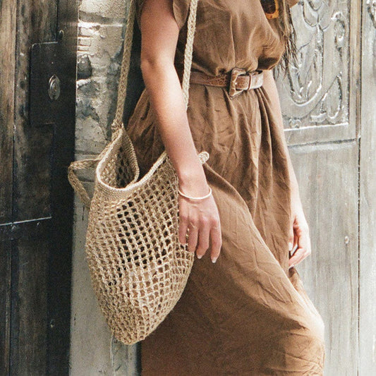 Made by Minga Maria Woven Market Bag, Natural Fiber Strap