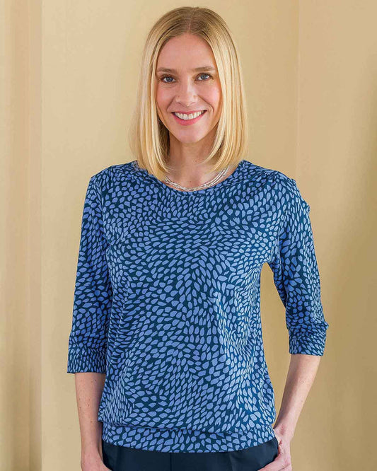 May Patterned 3/4 Sleeve Blouson Top - Country Collection