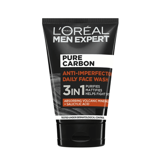 Men Expert Pure Carbon 3In1 Daily Face Wash 100ml