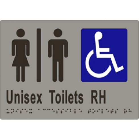 Metlam ML16221 Braille Sign Unisex Accessible Toilet Divided RH Transfer