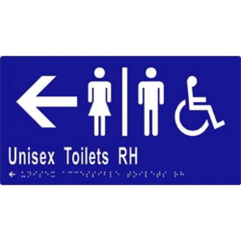 Metlam ML16231 Braille Sign Unisex Accessible Toilets Divided RH with Arrow