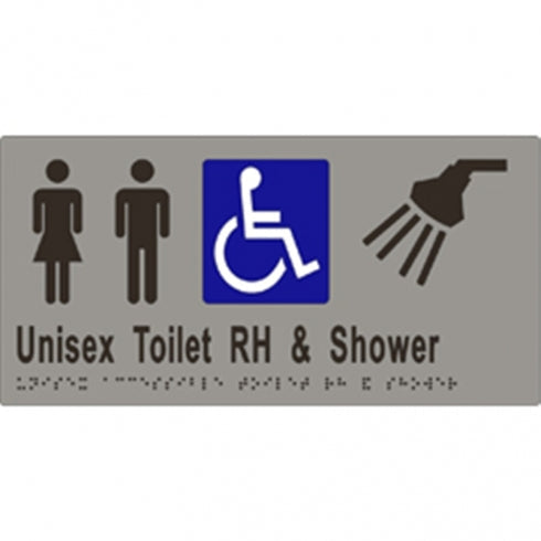 Metlam ML16298 Braille Sign Unisex Accessible Toilet RH and Shower