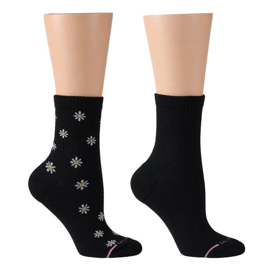 Mini Daisies Ribbed | Mid-Crew Compression Socks For Women
