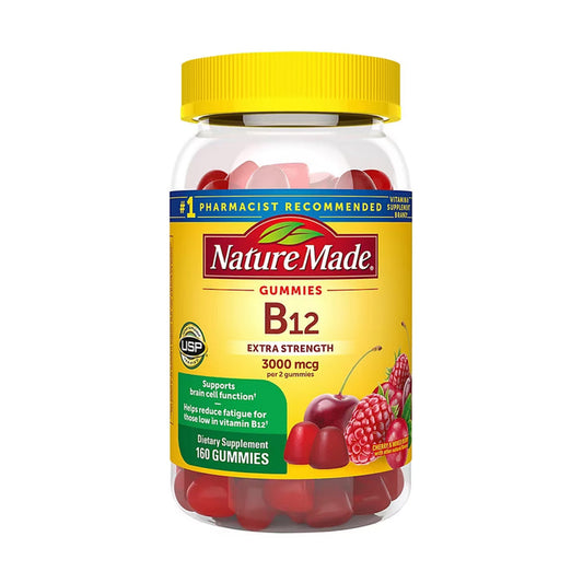 Nature Made Extra Strength Vitamin B12 Gummies 3000 mcg, Cherry & Mixed Berry, 160 Count
