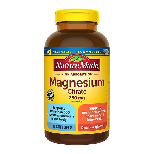 Nature Made Magnesium Citrate 250 mg Softgels, 180 Count