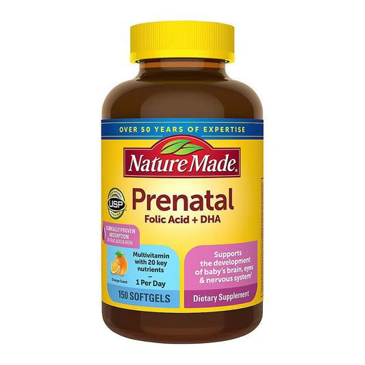 Nature Made Prenatal Multivitamin with Folic Acid + DHA Softgels, 150 Count