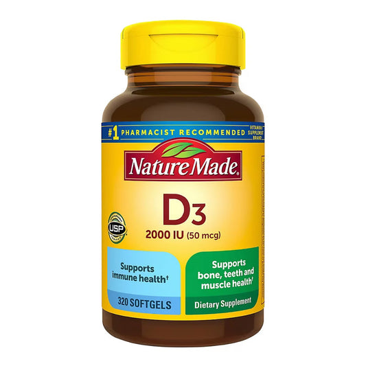 Nature Made Vitamin D3 2000 IU (50 mcg) Liquid Softgels, 320 Count